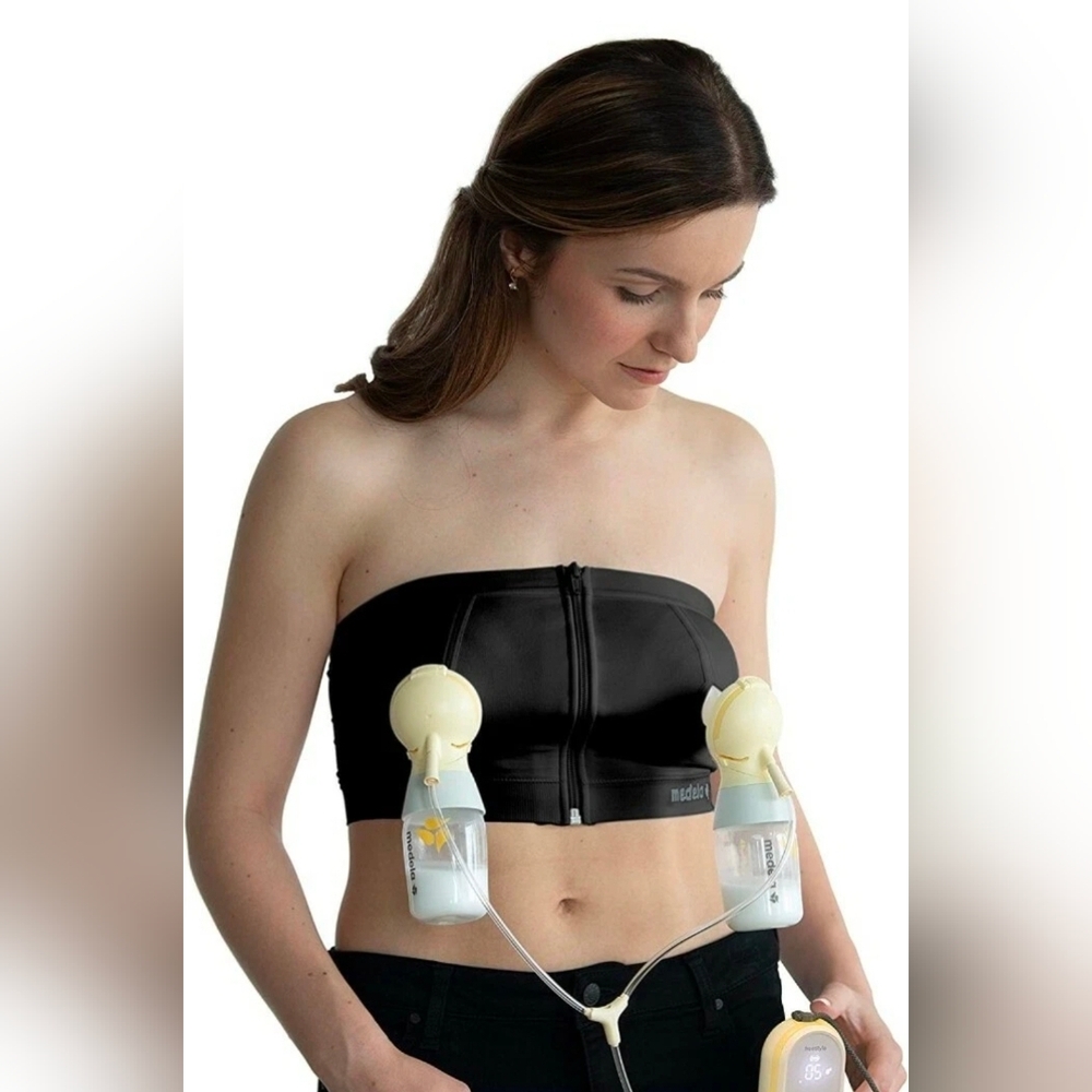 Medela Easy Expression Hands Free Bustier Bra, Black, M Comfortable Fit